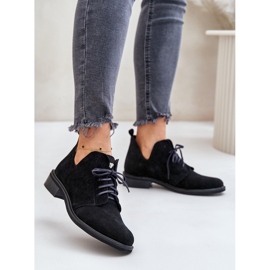 Zazoo 2959 Chaussures Oxfords à Lacets en Daim à Talons Plats Noir le noir 2