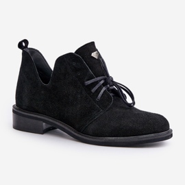 Zazoo 2959 Chaussures Oxfords à Lacets en Daim à Talons Plats Noir le noir 4