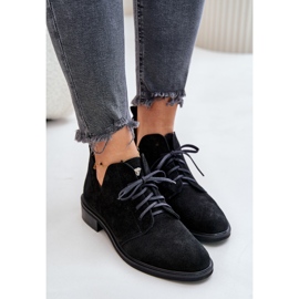 Zazoo 2959 Chaussures Oxfords à Lacets en Daim à Talons Plats Noir le noir 5
