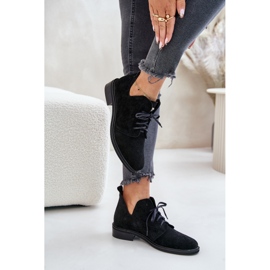Zazoo 2959 Chaussures Oxfords à Lacets en Daim à Talons Plats Noir le noir 6