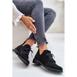 Zazoo 2959 Chaussures Oxfords à Lacets en Daim à Talons Plats Noir le noir 8