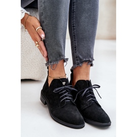 Zazoo 2959 Chaussures Oxfords à Lacets en Daim à Talons Plats Noir le noir 9