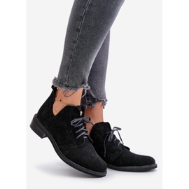 Zazoo 2959 Chaussures Oxfords à Lacets en Daim à Talons Plats Noir le noir 1