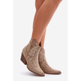 Bottes de cowboy à talons hauts décorées Beige Kaivina 1