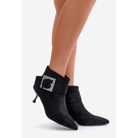 Bottines Femme À Talon Haut Avec Boucle Décorative, Noir Nirilis 1
