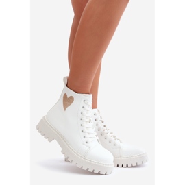Bottines femme avec fermeture éclair et coeur décoratif, blanc Obeena 1