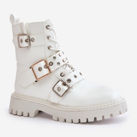 Bottes De Travail En Cuir Eco Avec Boucles Blanc Serizia blanche 2 Bottes De Travail En Cuir Eco Avec Boucles Blanc Serizia blanche 2