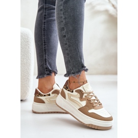 Baskets Léopard Léopard Femme Beige Henizore 5