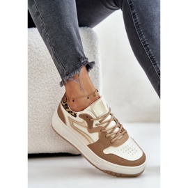 Baskets Léopard Léopard Femme Beige Henizore 7