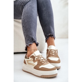 Baskets Léopard Léopard Femme Beige Henizore 9