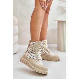 Baskets hautes pour femme à plateforme massive, beige clair Kernia 1