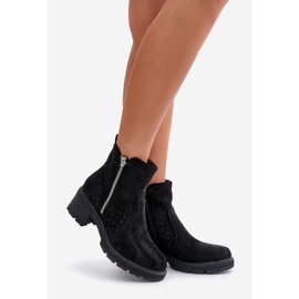 Bottines Femme À Motif Ajouré Sur Talons Hauts, Noir Oviria 1