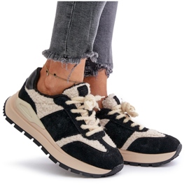 Baskets en cuir isolées pour femmes Big Star OO274A318 HI-POLY System Noir le noir 11