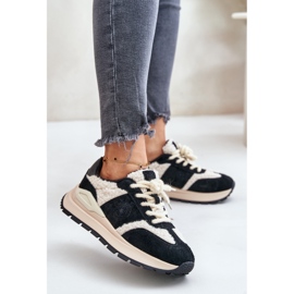 Baskets en cuir isolées pour femmes Big Star OO274A318 HI-POLY System Noir le noir 3
