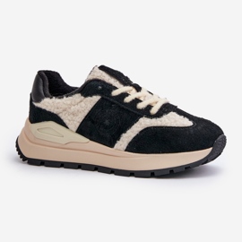 Baskets en cuir isolées pour femmes Big Star OO274A318 HI-POLY System Noir le noir 5