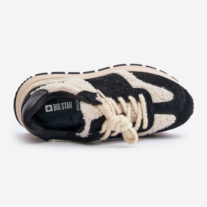 Baskets en cuir isolées pour femmes Big Star OO274A318 HI-POLY System Noir 2