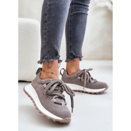 Baskets Femme En Daim Avec Laçage Épais Artiker 54C1465 Gris 2