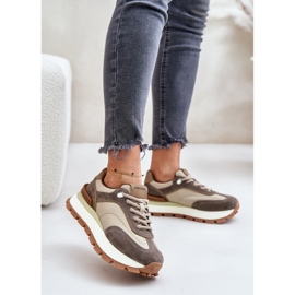 Baskets à plateforme pour femmes en cuir naturel Vinceza 41465 Beige 2