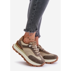 Baskets à plateforme pour femmes en cuir naturel Vinceza 41465 Beige 1