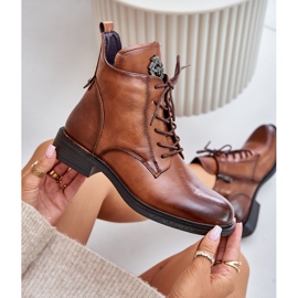 Bottines plates isolées à décoration Camel Leonise brun 9