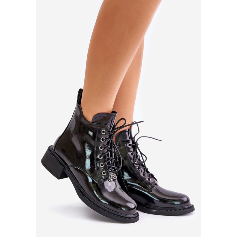 Bottines en cuir verni avec isolation, Noir Bellani le noir 1