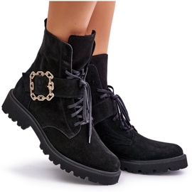 Bottines en daim Zazoo 2951 avec boucle décorative, noir le noir 10
