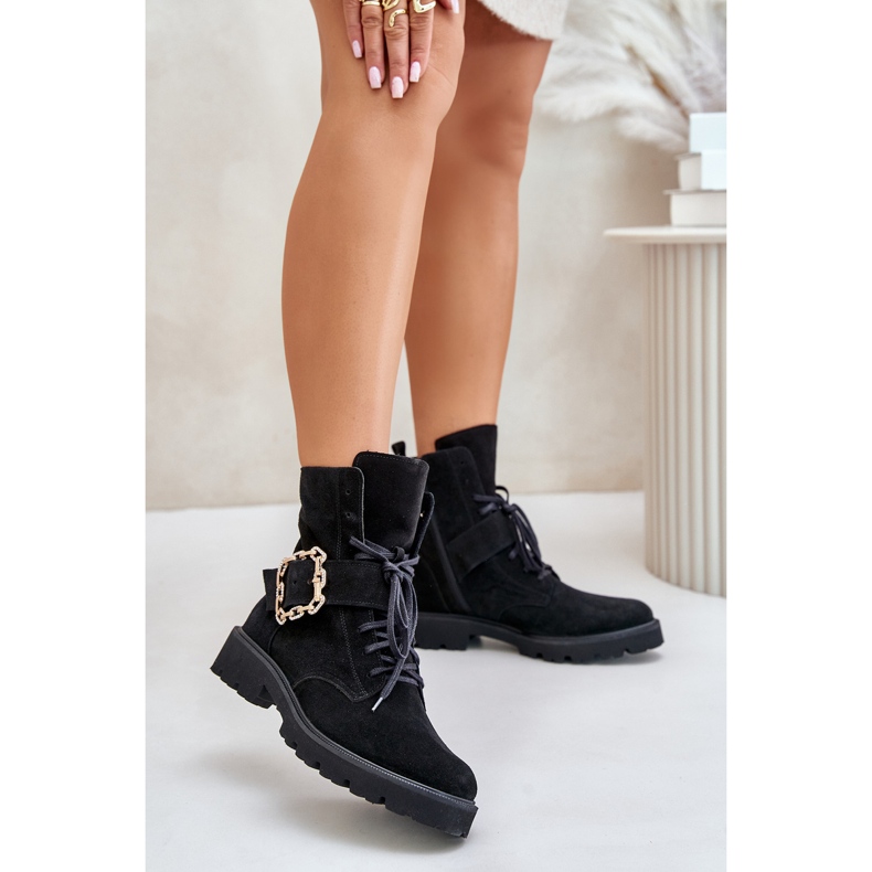 Bottines en daim Zazoo 2951 avec boucle décorative, noir 2