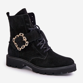 Bottines en daim Zazoo 2951 avec boucle décorative, noir le noir 4
