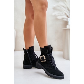 Bottines en daim Zazoo 2951 avec boucle décorative, noir le noir 5