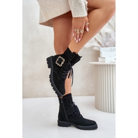Bottines en daim Zazoo 2951 avec boucle décorative, noir le noir 6