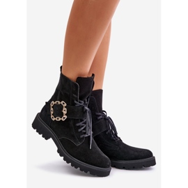 Bottines en daim Zazoo 2951 avec boucle décorative, noir le noir 1