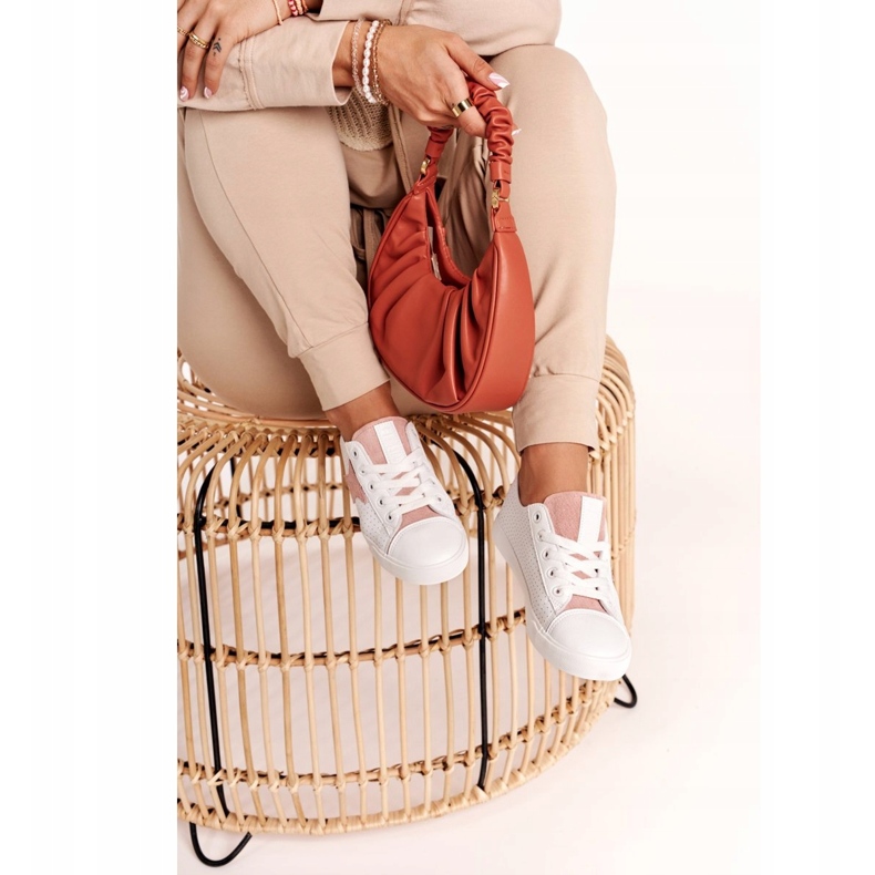 Baskets féminines avec une étoile Big Star DD274691 Blanc et rose 3