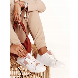 Baskets féminines avec une étoile Big Star DD274691 Blanc et rose 6