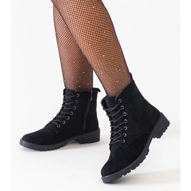 Bottines workwear en éco-daim noir sur la plateforme Barosa le noir 1
