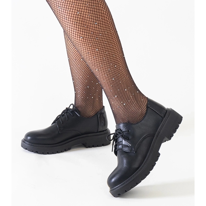 Chaussures à lacets décontractées noires en éco-cuir Kalila le noir 1