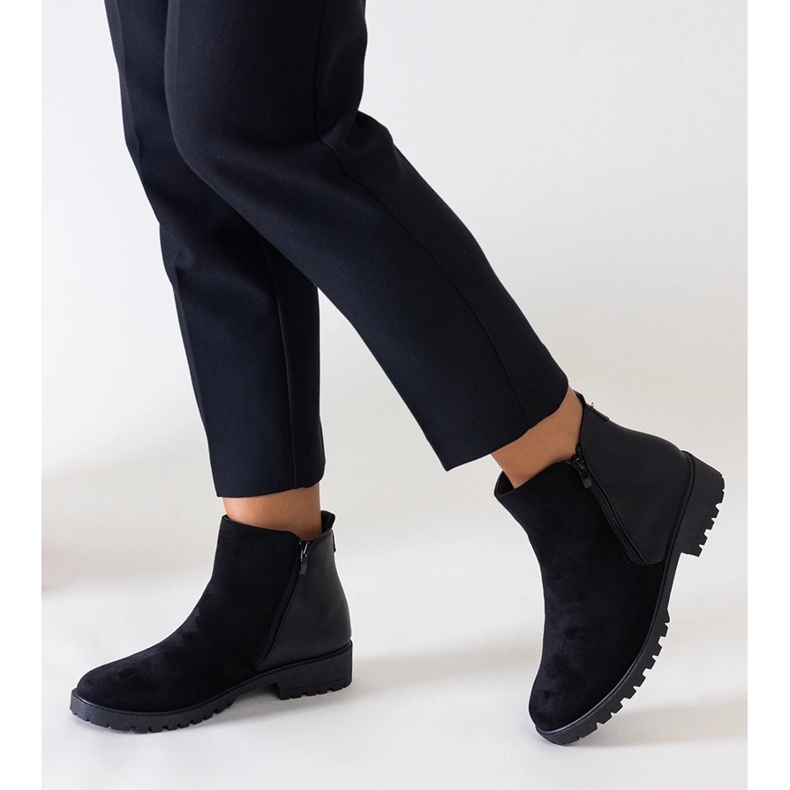 Bottines à plateforme noires en éco-daim Kirla 1