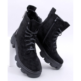 Healy Bottines à lacets noires avec semelle épaisse 1