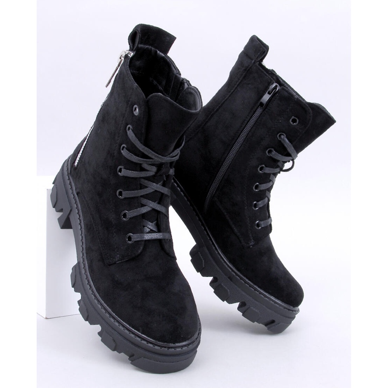 Healy Bottines à lacets noires avec semelle épaisse 1