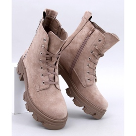 Bottines à lacets Healy Kaki à semelle épaisse beige 1