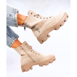 Healy Bottines à lacets beiges à semelle épaisse 5