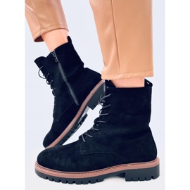 Simmer Bottines à lacets en daim noir le noir 3