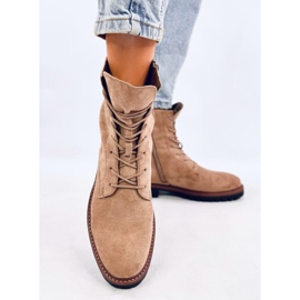 Bottines à lacets en daim kaki Simmer beige 6