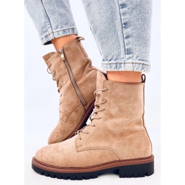 Bottines à lacets en daim kaki Simmer beige 4
