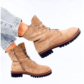 Bottines à lacets en daim kaki Simmer beige 5