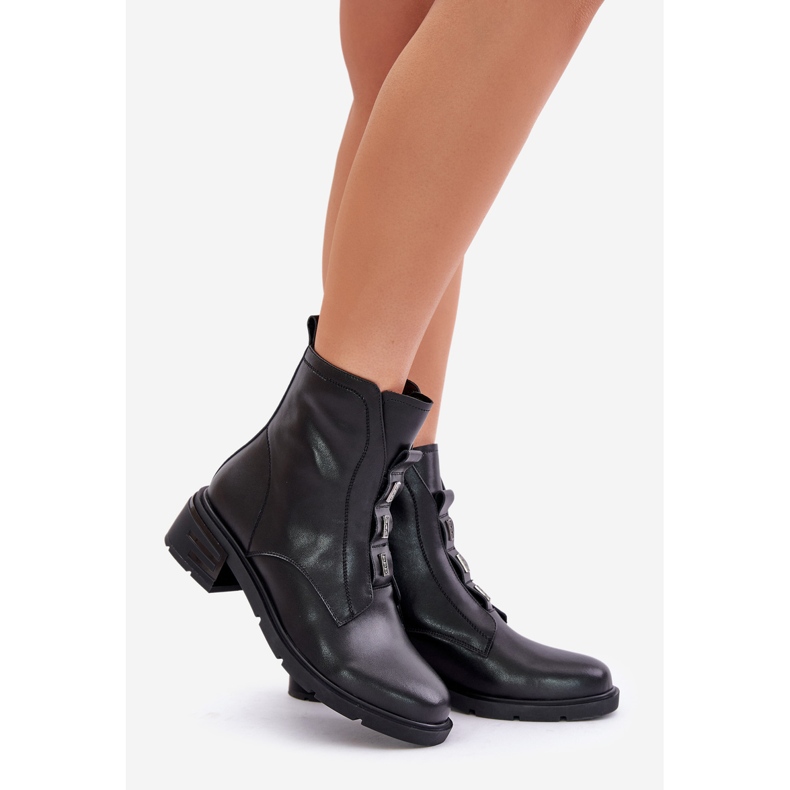 Bottines zippées en cuir noir Olidrila le noir 1
