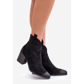 Bottes de cowboy à talon haut, isolées en éco-daim Vinceza 58345, noires le noir 1