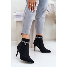 Bottines Isolées Sur Talon Haut Avec Bride Décorative Eco Daim Vinceza 16469 Noir le noir 2