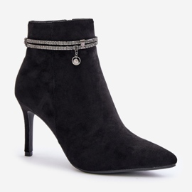 Bottines Isolées Sur Talon Haut Avec Bride Décorative Eco Daim Vinceza 16469 Noir le noir 4