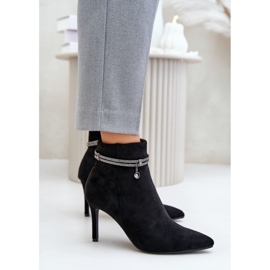 Bottines Isolées Sur Talon Haut Avec Bride Décorative Eco Daim Vinceza 16469 Noir le noir 5