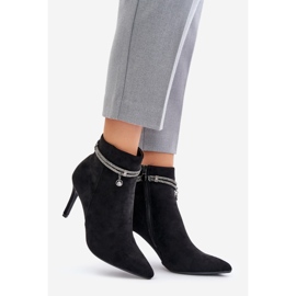 Bottines Isolées Sur Talon Haut Avec Bride Décorative Eco Daim Vinceza 16469 Noir le noir 1